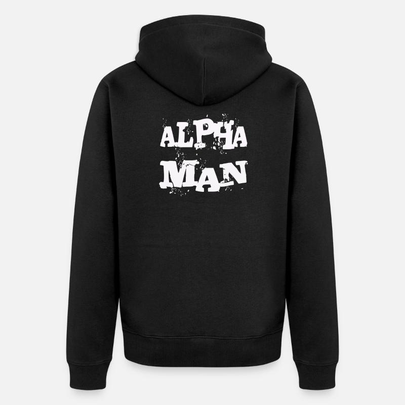 ALPHA MANN - Unisex Premium Bio Zip Hoodie - Schwarz