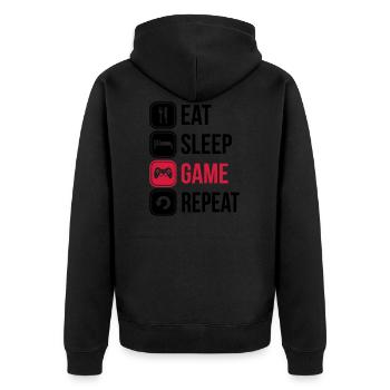 Gamer life 1 - Unisex Premium Organic Zip Hoodie - black - Back - Nico (187cm)