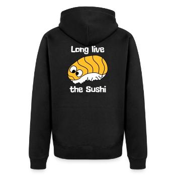 Long live the Sushi - Unisex Premium Bio Zip Hoodie - Schwarz - Hinten - Nico (187cm)