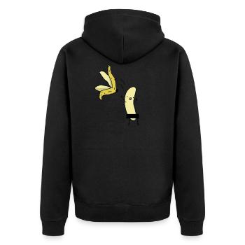 Banana - Unisex Premium Bio Zip Hoodie - Schwarz - Hinten - Nico (187cm)