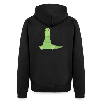 T-Rex - Unisex Premium Organic Zip Hoodie - black - Back - Nico (187cm)