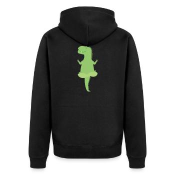 Dino - Unisex Premium Bio Zip Hoodie - Schwarz - Hinten - Nico (187cm)