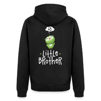 Little Soccer Brother - Kleiner Bruder Süße Eule - Unisex Premium Bio Zip Hoodie - Schwarz - Hinten - Nico (187cm)