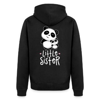 Little Sister - Kleine Schwester Geschwister Panda - Unisex Premium Bio Zip Hoodie - Schwarz - Hinten - Nico (187cm)