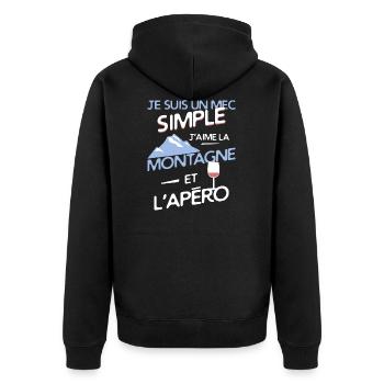 Montagne - un mec simple - Veste à capuche bio Premium Unisexe - noir - Dos - Nico (187cm)