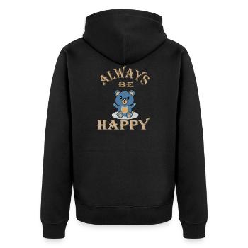 Glücklich Teddybär Laune Optimist Sonnenschein - Unisex Premium Bio Zip Hoodie - Schwarz - Hinten - Nico (187cm)