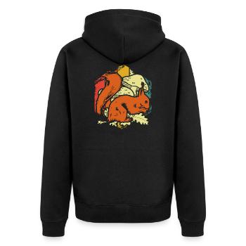 Eichhörnchen Herbst Pilze - Unisex Premium Bio Zip Hoodie - Schwarz - Hinten - Nico (187cm)