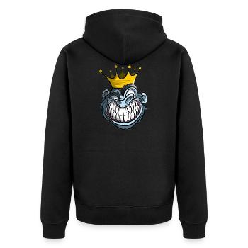 Affen T-Shirt - Unisex Premium Bio Zip Hoodie - Schwarz - Hinten - Nico (187cm)