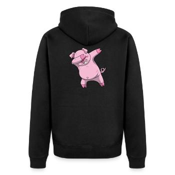Dabbing Schwein Dab Sau Shirt Kinder Siegespose - Unisex Premium Bio Zip Hoodie - Schwarz - Hinten - Nico (187cm)