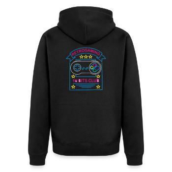 colorful retrogaming gamer shirt gift - Unisex Premium Organic Zip Hoodie - black - Back - Nico (187cm)