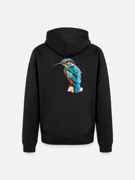 kingfisher - Unisex Premium Organic Zip Hoodie - black