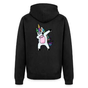 Dabbing Unicorn Dab dabbendes Einhorn - Unisex Premium Bio Zip Hoodie - Schwarz - Hinten - Nico (187cm)