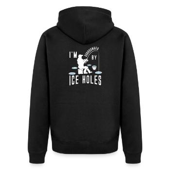 Surrounded By Ice Holes Wortwitz Ice Fishing Fishing - Unisex Premium Organic Zip Hoodie - black - Back - Nico (187cm)