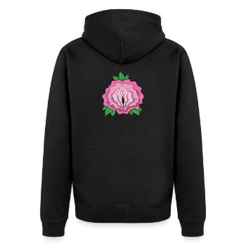 Rose pussy shirt vagina flower vagina plant - Unisex Premium Organic Zip Hoodie - black - Back - Nico (187cm)