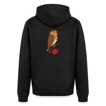 Rotkehlchen Baum Vögel Vogel Tier Geschenk - Unisex Premium Bio Zip Hoodie - Schwarz - Hinten - Nico (187cm)