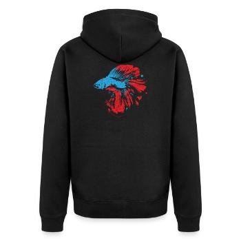 Betta Splendens Graffiti Siamesischer Kampffisch - Unisex Premium Bio Zip Hoodie - Schwarz - Hinten - Nico (187cm)