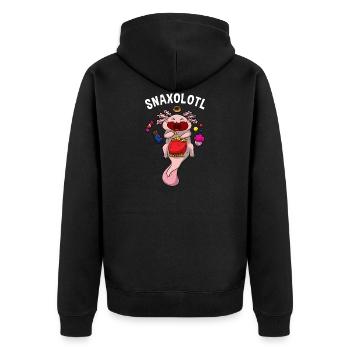 Axolotl Wortspiel Snaxolotl lustiges Lurch Shirt - Unisex Premium Bio Zip Hoodie - Schwarz - Hinten - Nico (187cm)