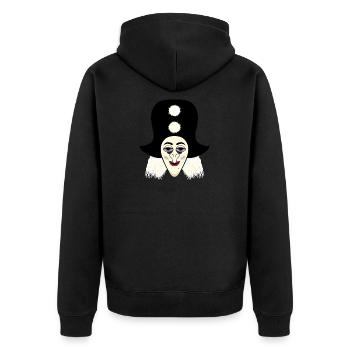 Harlekin Maske Basler Fasnacht Morgenstreich Basel - Unisex Premium Bio Zip Hoodie - Schwarz - Hinten - Nico (187cm)