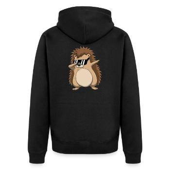 Tamponnage hérisson t-shirt drôle pos de pose danser les enfants - Veste à capuche bio Premium Unisexe - noir - Dos - Nico (187cm)