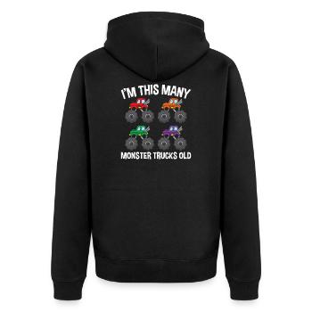 Ich bin so viele Monster Trucks 4 Geburtstag - Unisex Premium Bio Zip Hoodie - Schwarz - Hinten - Nico (187cm)