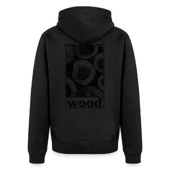 wood - Unisex Premium Bio Zip Hoodie - Schwarz - Hinten - Nico (187cm)