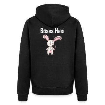 Evil Hasi Shirt · Animal Lover · Trend Sweet Gift - Unisex Premium Organic Zip Hoodie - black - Back - Nico (187cm)