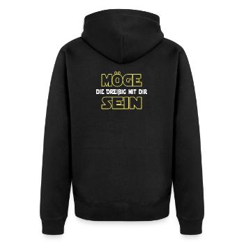 MÖGE DIE DREIßiIG MIT DIR SEIN - 30 Geburtstag - Unisex Premium Bio Zip Hoodie - Schwarz - Hinten - Nico (187cm)