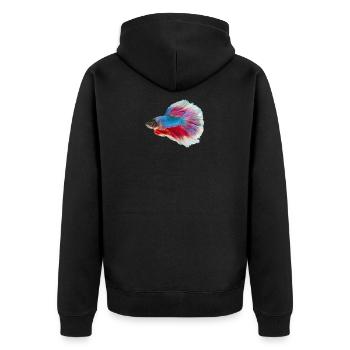 Bunter Betta Siamesischer Kampffisch Geschenk - Unisex Premium Bio Zip Hoodie - Schwarz - Hinten - Nico (187cm)