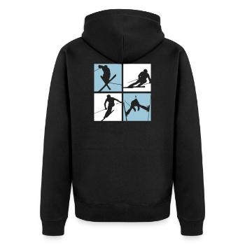 Skiing - Unisex Premium Bio Zip Hoodie - Schwarz - Hinten - Nico (187cm)