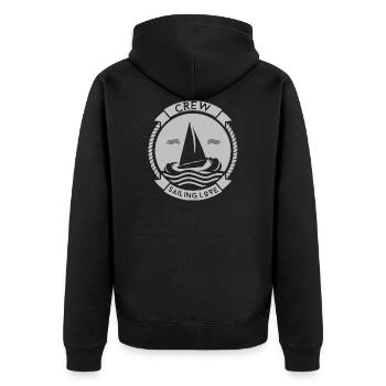 Sailing Love Crew - Segeln - Besatzung - Unisex Premium Bio Zip Hoodie - Schwarz - Hinten - Nico (187cm)