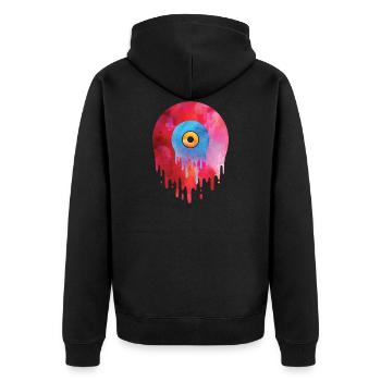 Schmelzende Vinylplatte T-Shirt Oldschool Musik Gr - Unisex Premium Bio Zip Hoodie - Schwarz - Hinten - Nico (187cm)