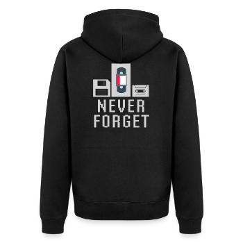Never Forget Floppy Disk Video Tape Cassette Tech - Unisex Premium Organic Zip Hoodie - black - Back - Nico (187cm)