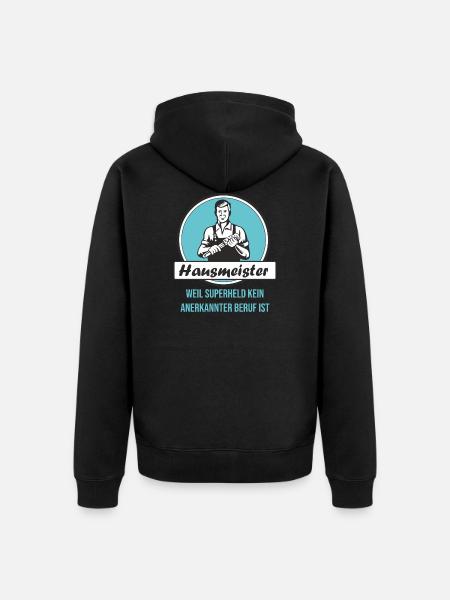 Hausmeister Superheld - Unisex Premium Bio Zip Hoodie - Schwarz