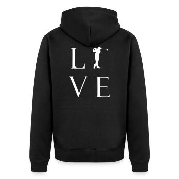 Love Golf - Unisex Premium Bio Zip Hoodie - Schwarz - Hinten - Nico (187cm)