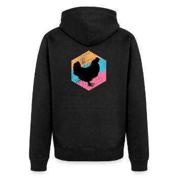 HUHN - Unisex Premium Bio Zip Hoodie - Schwarz - Hinten - Nico (187cm)