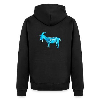 ZIEGE - Unisex Premium Bio Zip Hoodie - Schwarz - Hinten - Nico (187cm)