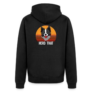 Herde, die Border Collie Collies Liebhaber Herdens - Unisex Premium Bio Zip Hoodie - Schwarz - Hinten - Nico (187cm)