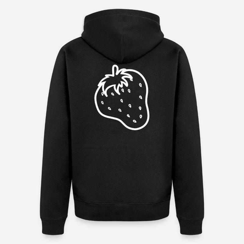 Erdbeere - Unisex Premium Bio Zip Hoodie - Schwarz