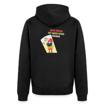 NO DWARFING IS ALSO NO SOLUTION - Unisex Premium Organic Zip Hoodie - black - Back - Nico (187cm)
