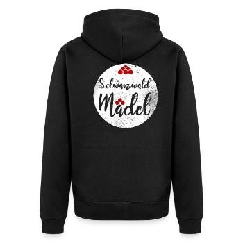 Schwarzwaldmädel - Unisex Premium Bio Zip Hoodie - Schwarz - Hinten - Nico (187cm)