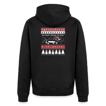 Teckel de Noël moche à travers la neige - Veste à capuche bio Premium Unisexe - noir - Dos - Nico (187cm)