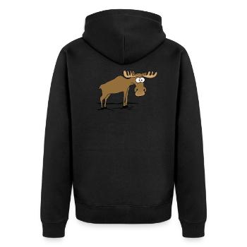 Elk - Unisex Premium Organic Zip Hoodie - black - Back - Nico (187cm)