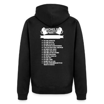 Bachelor Party Checklist Groomsmen Best Man Tee T - Unisex Premium Bio Zip Hoodie - Schwarz - Hinten - Nico (187cm)