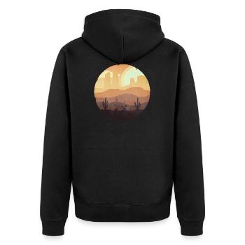 Wüste Kaktus Berge - Unisex Premium Bio Zip Hoodie - Schwarz - Hinten - Nico (187cm)