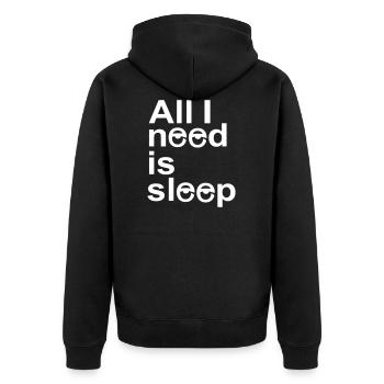 schlafen - Unisex Premium Bio Zip Hoodie - Schwarz - Hinten - Nico (187cm)
