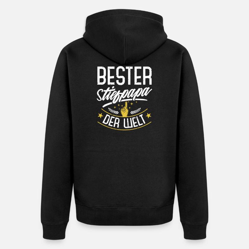 Bester Stiefpapa der Welt - Unisex Premium Bio Zip Hoodie - Schwarz
