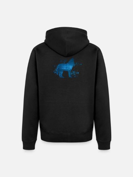 wolf - Unisex Premium Organic Zip Hoodie - black