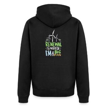 Renewable Energy I'm A Big Fan wind power - Unisex Premium Organic Zip Hoodie - black - Back - Nico (187cm)