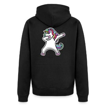 Tamponner la licorne cadeau de licorne - Veste à capuche bio Premium Unisexe - noir - Dos - Nico (187cm)