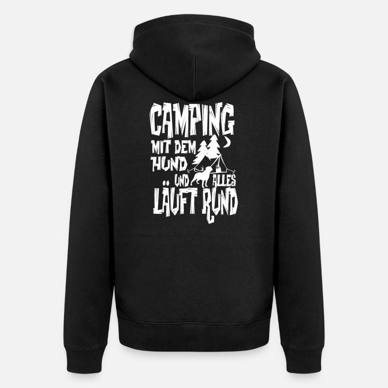 Camping Hund - Unisex Premium Bio Zip Hoodie - Schwarz